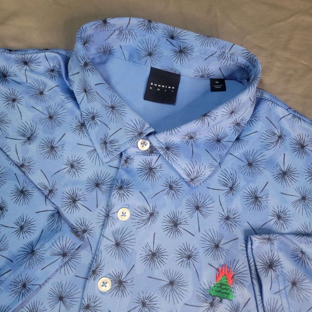 Burning Tree Golf Polo Men's XL Blue Dunning Golf All Over Print Short Sleeve